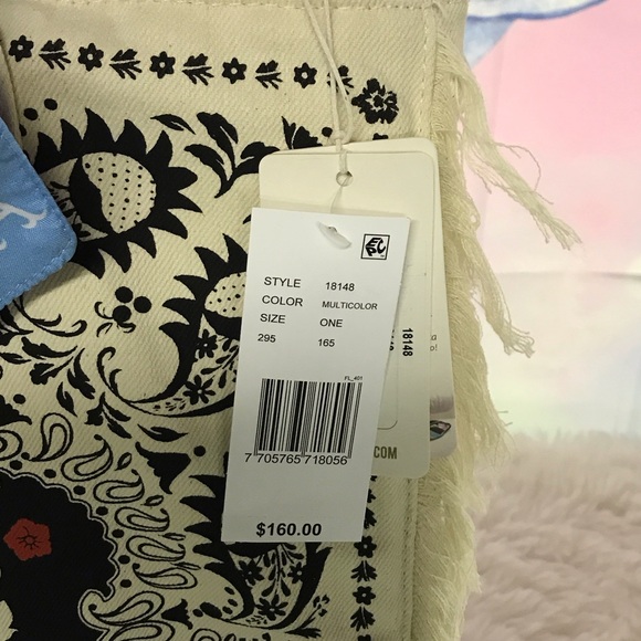 Agua Bendita Black and Cream Tote with Blue Accents - Picture 3 of 5